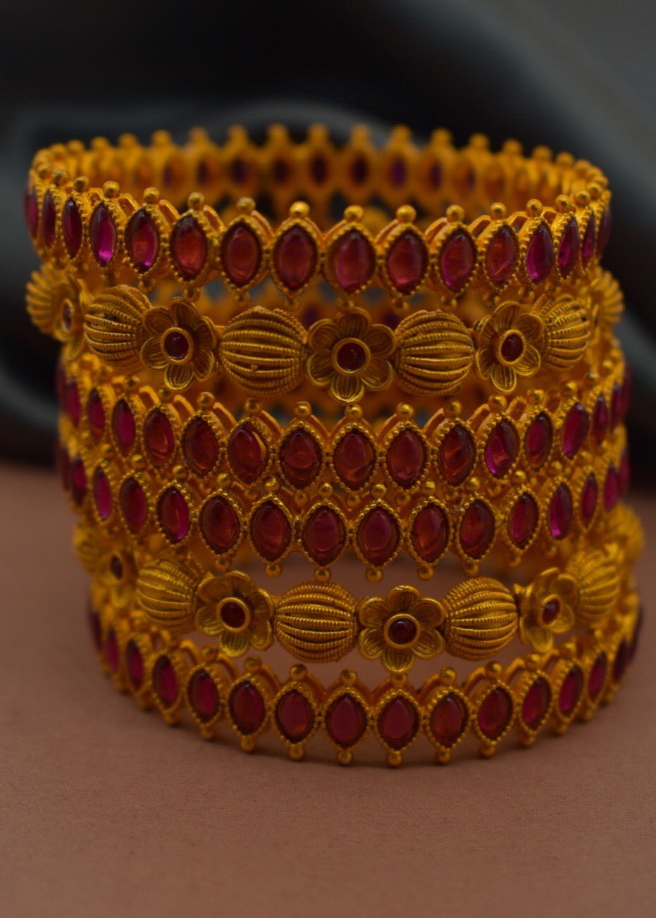 STYLISH PINK STONE BANGLES