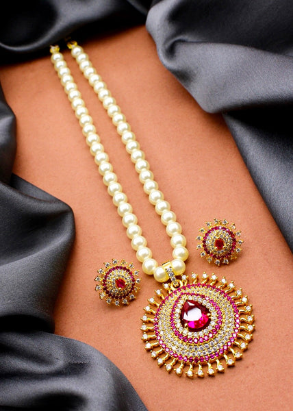 Traditional pearl gold necklace deals indian designs