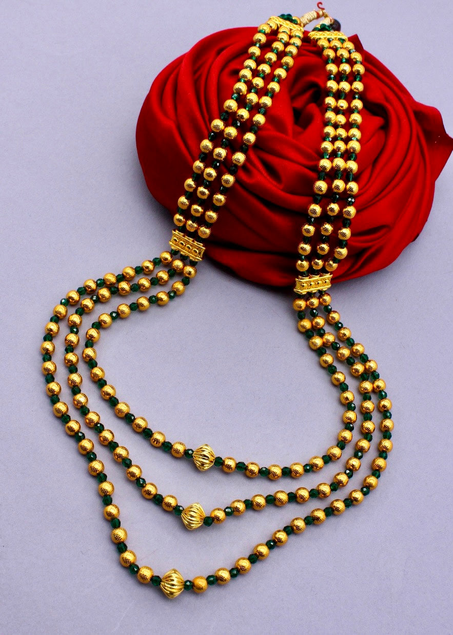 THREE LAYERS GOLDEN BEADS NECKLACE