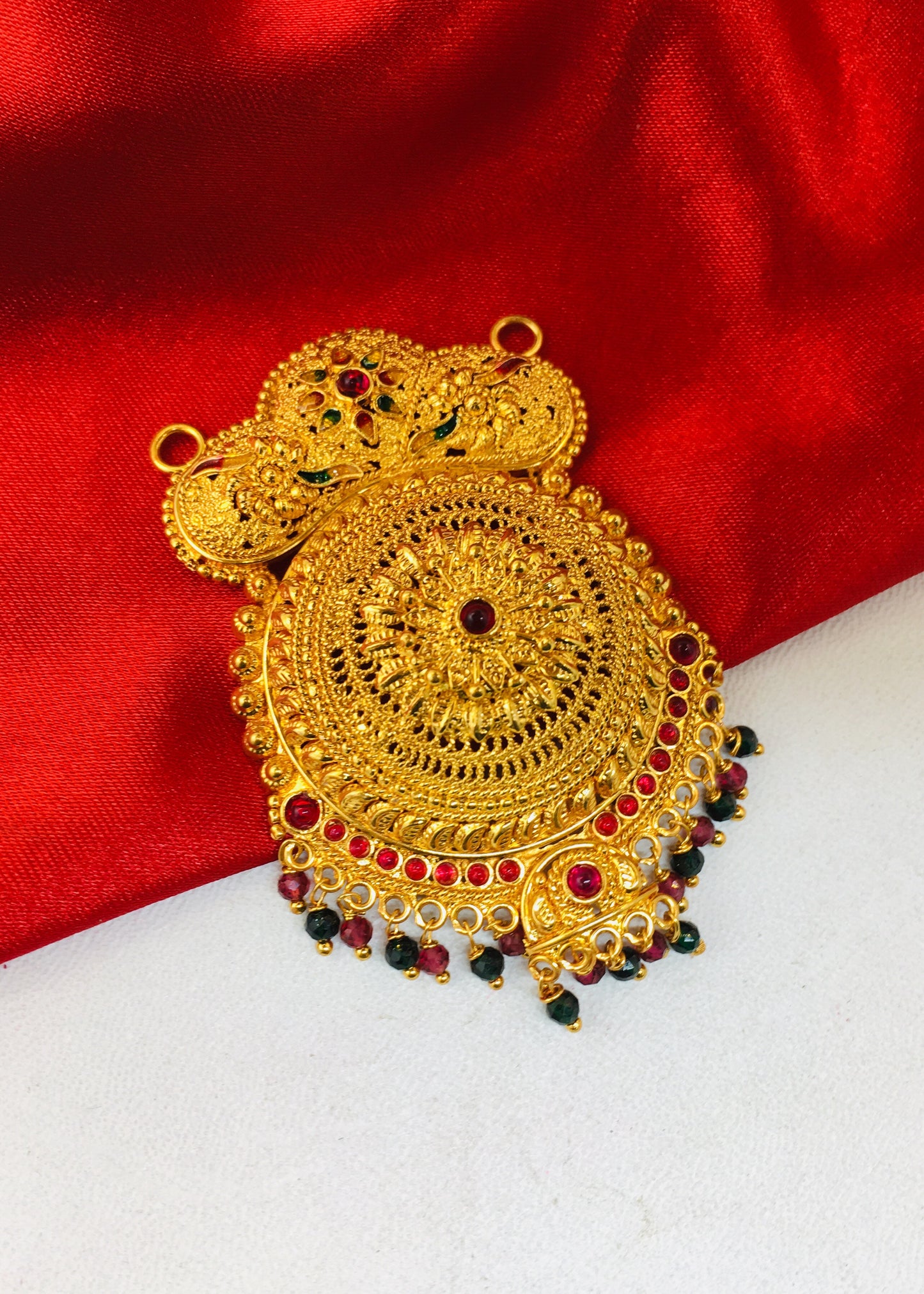 LEAF WITH FLORAL DESIGN PENDANT