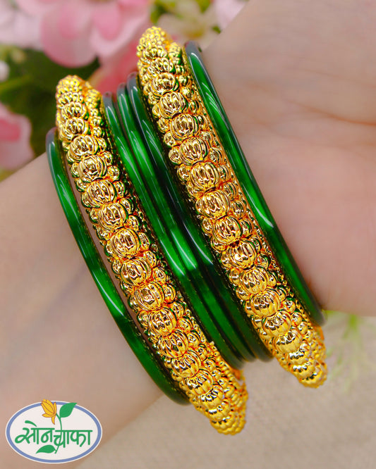 DESIGNER GOLDEN BEADS BANGALS