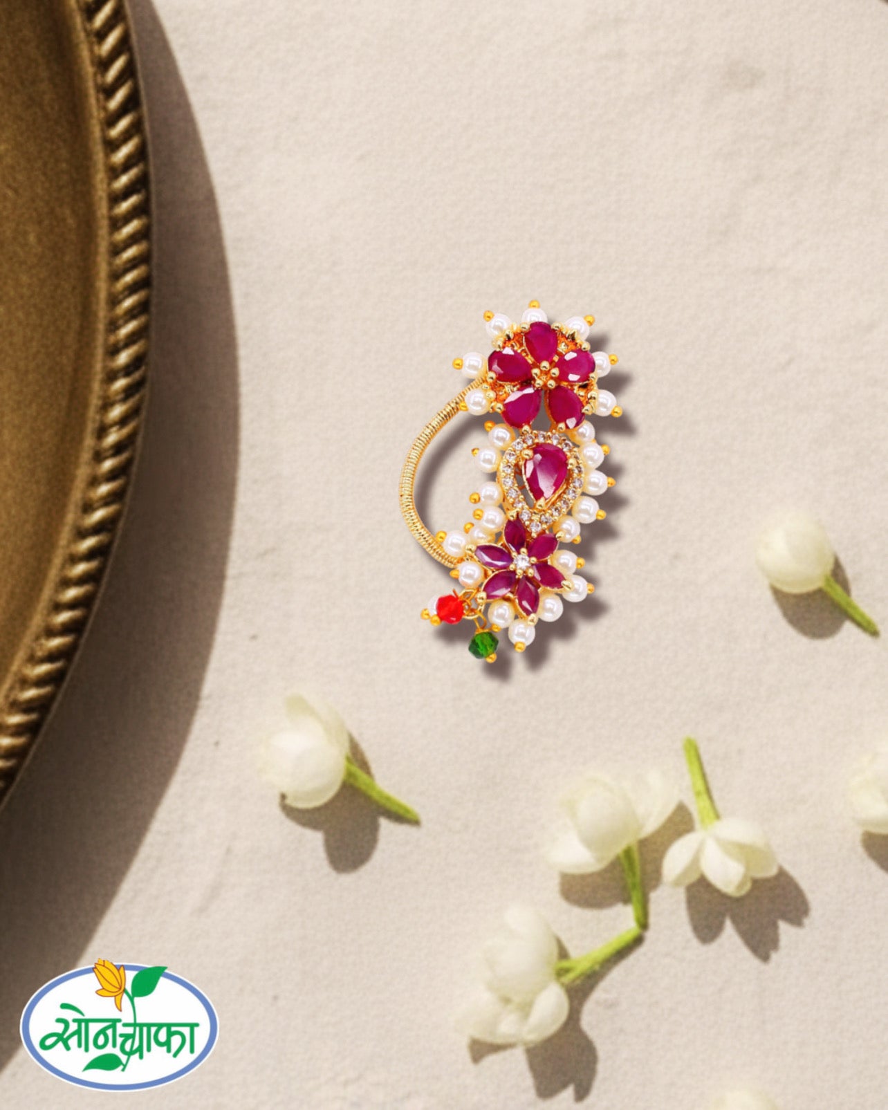 PINK STONE DESIGNER NATH