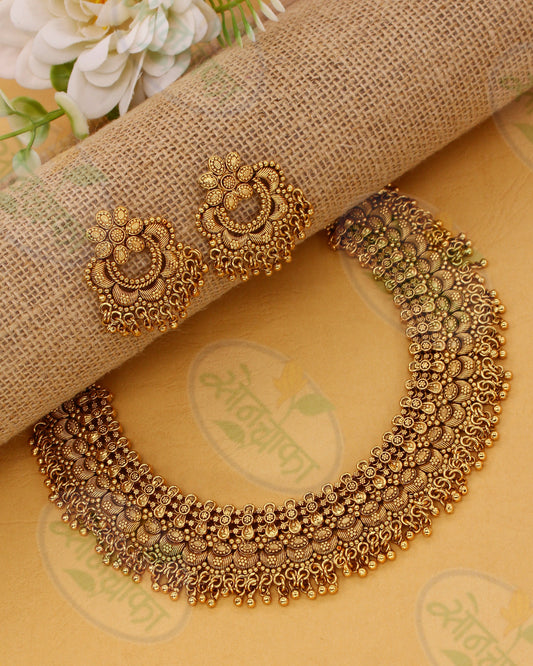 GOLDEN BEADED ANTIQUE NECKLACE