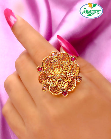 FLORAL DESIGNER FINGER RING