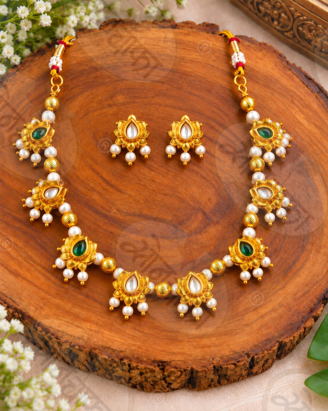 GLAMOROUS LOTUS DESIGNER NECKLACE