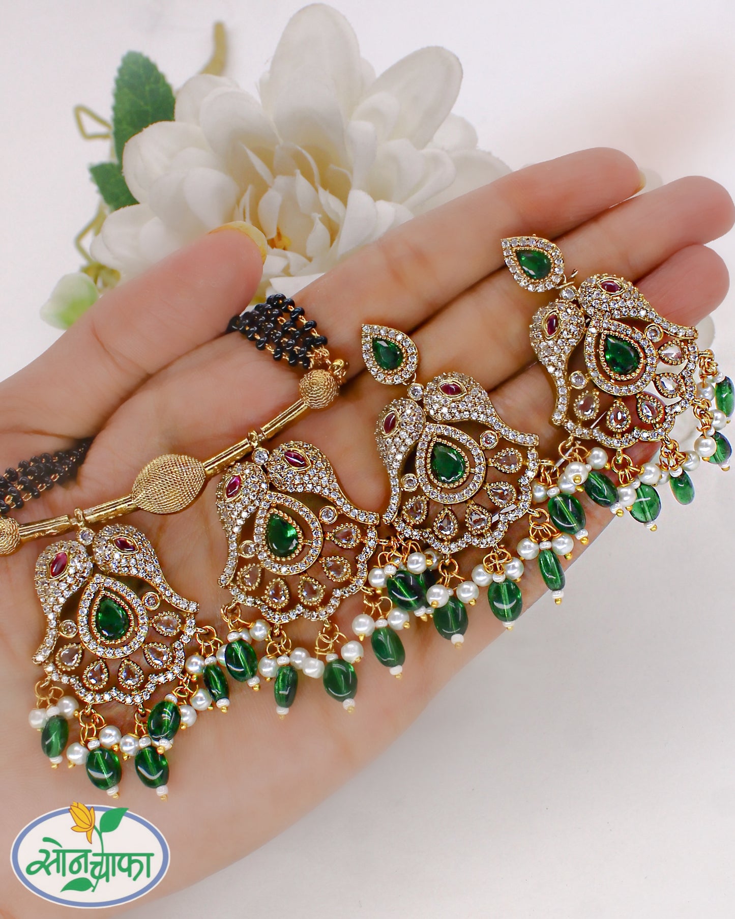 FANCY GREEN STONE MANGALSUTRA