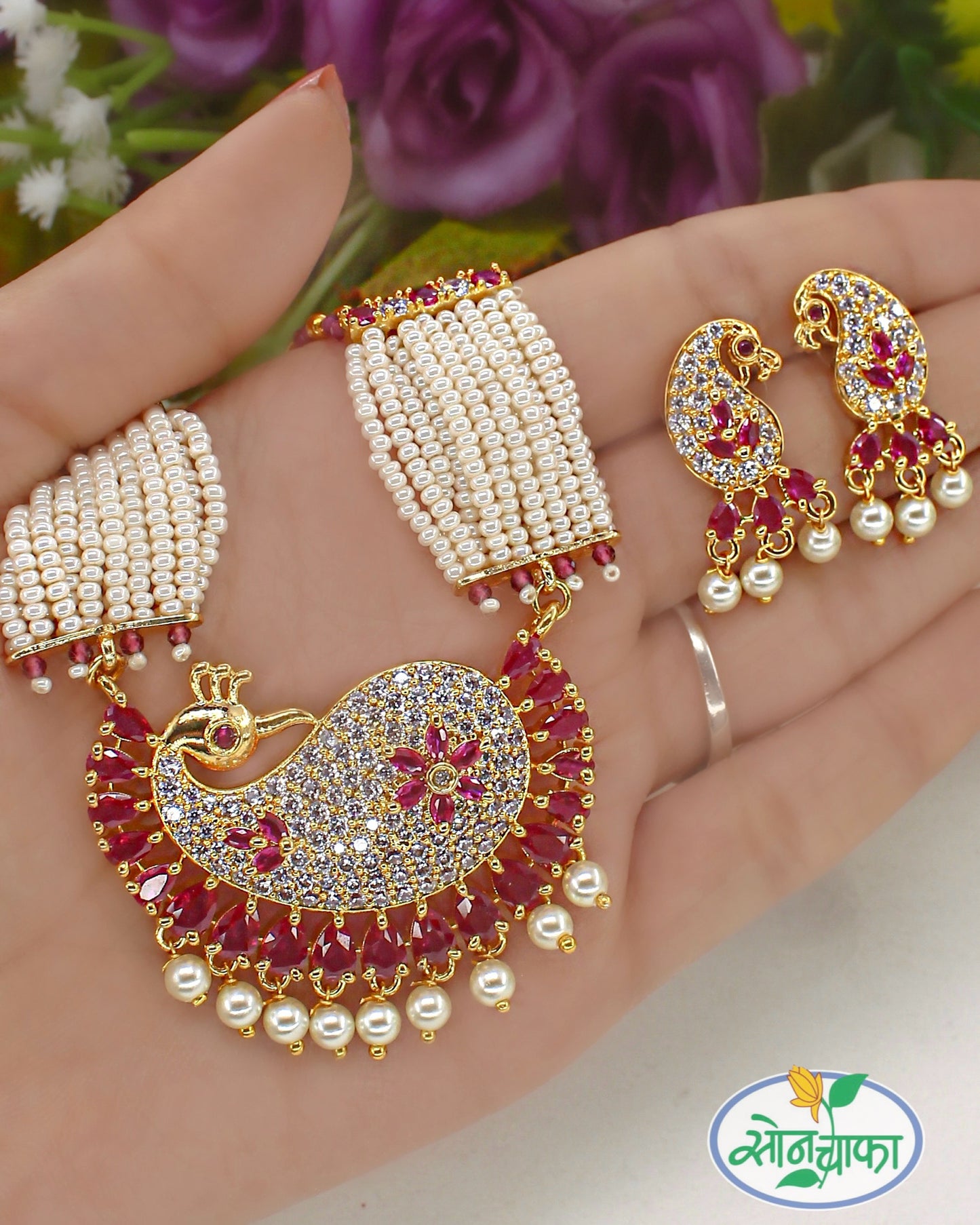 IMPRESSIVE PEACOCK DESIGNER NECKLACE SET