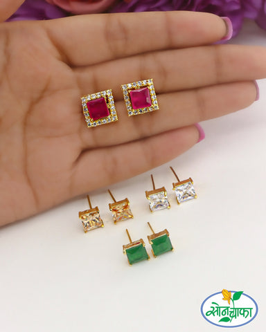 SPARKLE SQUARES DIAMOND EARRINGS