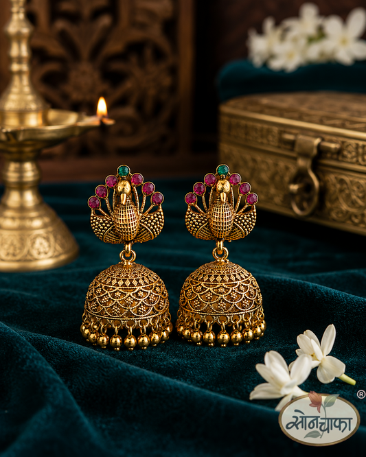 SLEEK PEACOCK PESHWAI JHUMKA