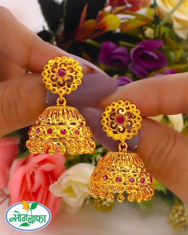 CLASSIC FLORAL GOLD PLATED JUMKA EARRINGS