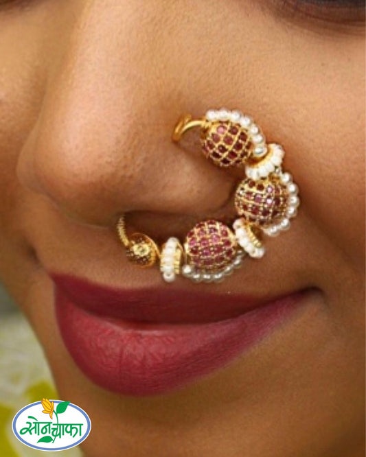 DESIGNER PINK STONE NATH