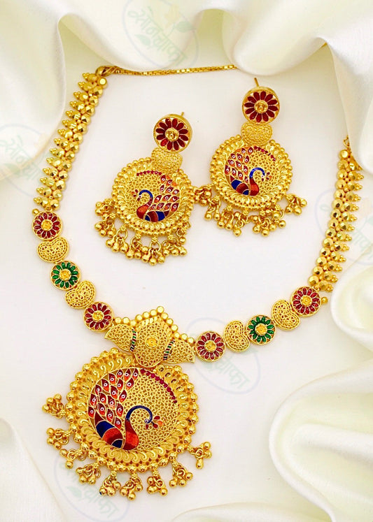 DAZZLING PEACOCK DESIGNER NECKLACE