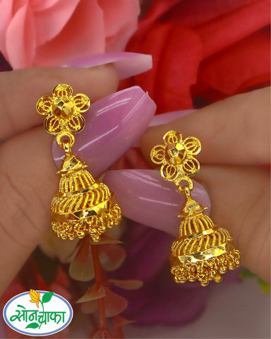 ETHEREAL GOLD PLATED JHUMKI EARRINGS