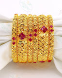 DUBAI BANGLES WITH SEMIPRICIOUS RUBY 6 PC SET