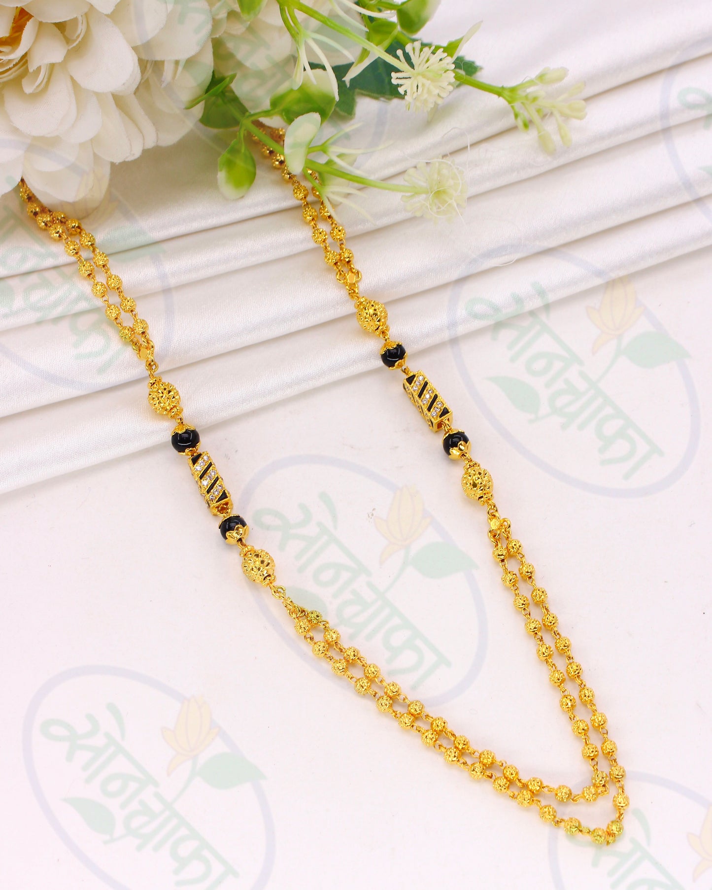 TWO LAYER BLACK BEADS MOHAN MALA