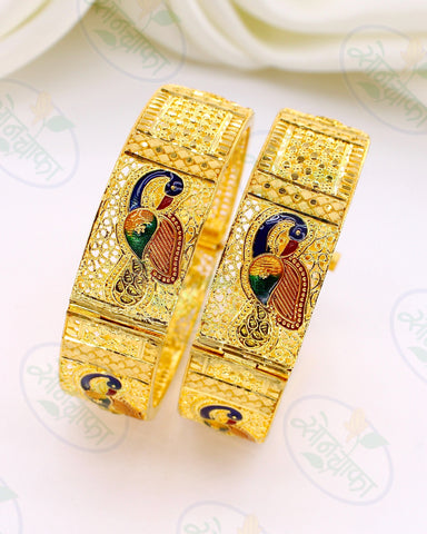 GOLD PLATED PEAFOWL MINAKARI BANGLES