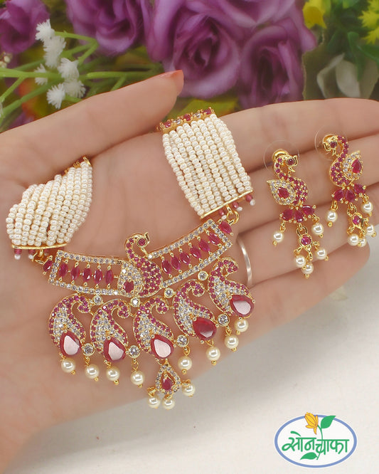 TRENDY PEACOCK NECKLACE SET