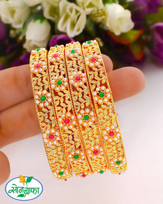 LEAF DESIGNER 4 PC BANGLES