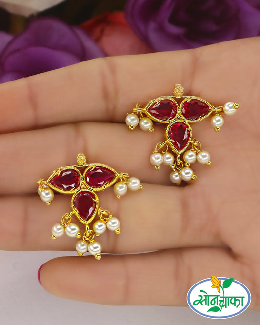 LEAFY CHARM PEARL EARRINGS