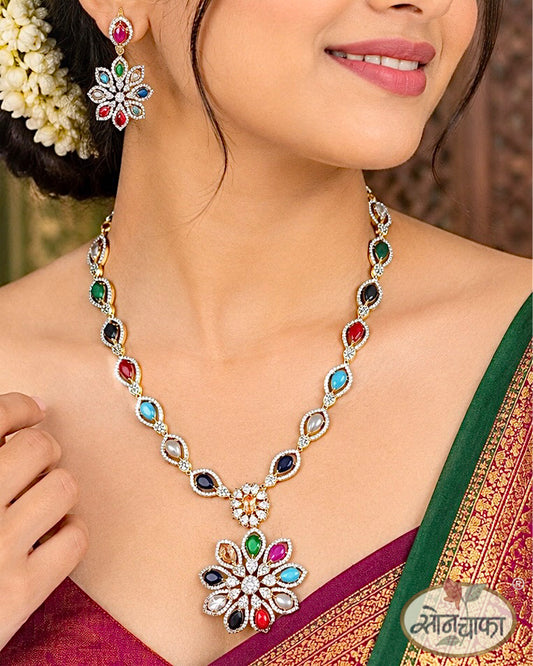 FANCY NAVRATNA NECKLACE