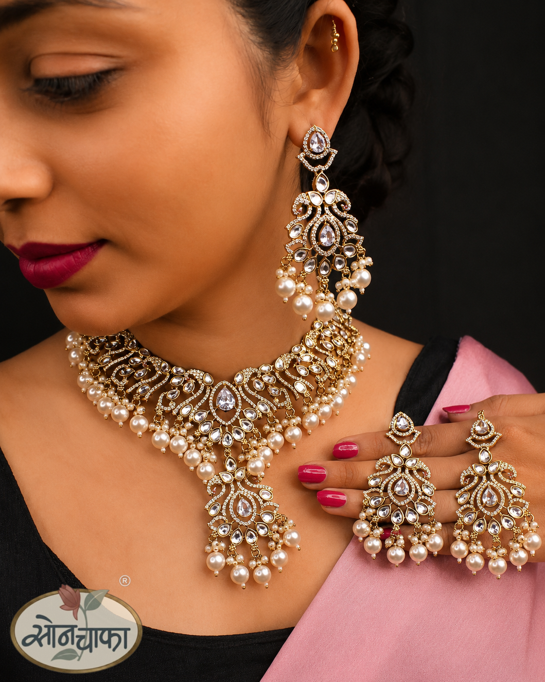 PEARL  ROYAL  KUNDAN NECKLACE