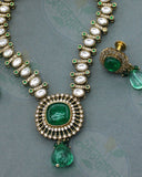 GREEN STONE KUNDAN NECKLACE