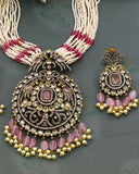 PINK BEADS DESIGENR NECKLACE