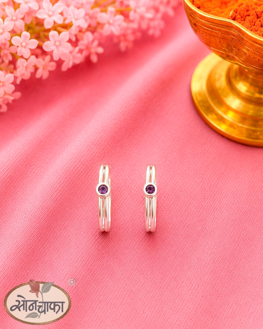 SIMPLE PURPLE STON SILVER JODAVI