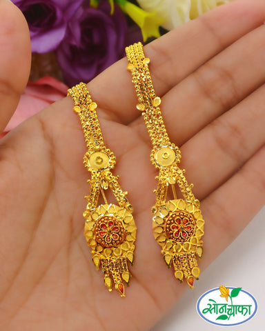 TRADITIONAL GLAM EARRINGS WITH KANCHAIN