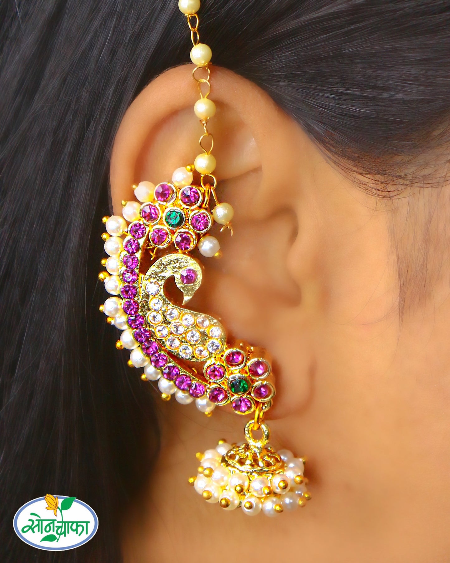 WEDDING WEAR PEACOCK EAR-CUFFS