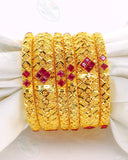 DUBAI BANGLES WITH SEMIPRICIOUS RUBY 6 PC SET