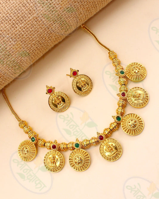 FLOWER WITH TEMPLE DESIGNER NECKLACE