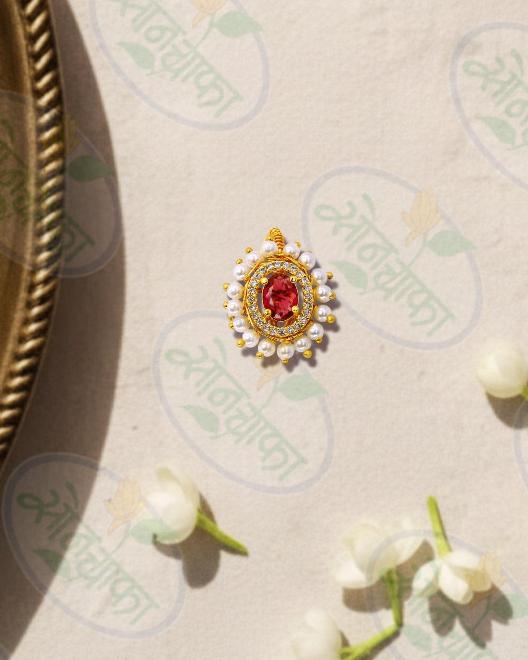 DESIGNER PINK STONE NATH