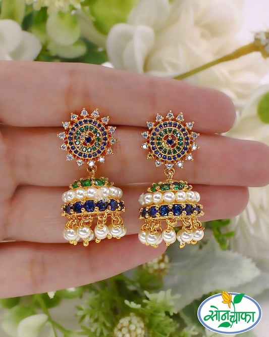 IMPRESSIVE PEARL BEADS JHUMKI