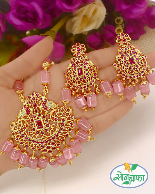 FANCY PINK BEADS NECKLACE