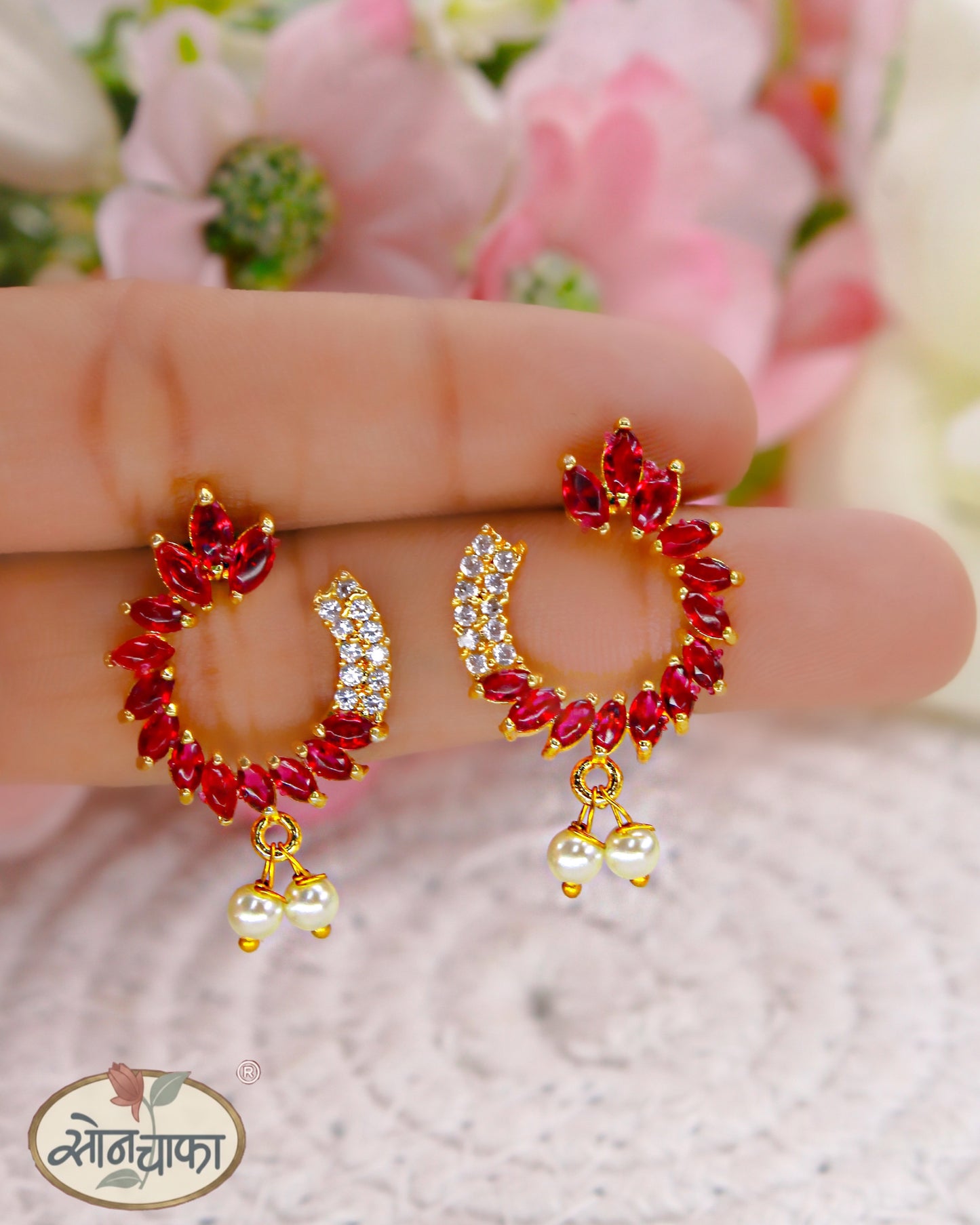 GRACEFUL SPARKLE PEARL & DIAMOND EARRING