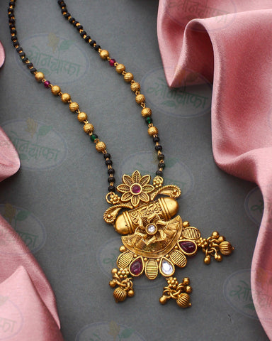 PRETTY SHIMMER FLORAL RAJWADI MANGALSUTRA