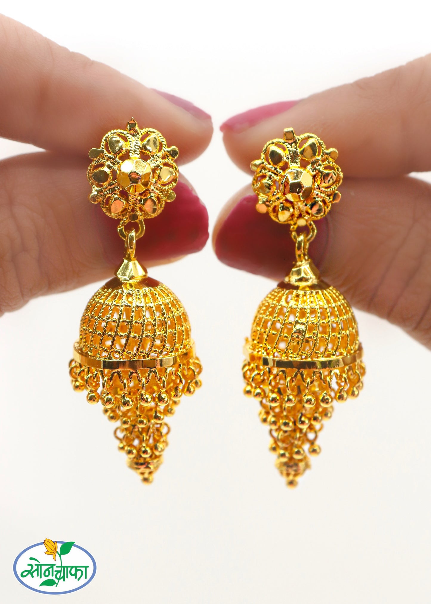 GLORIOUS GOLDEN JHUMKI EARRINGS