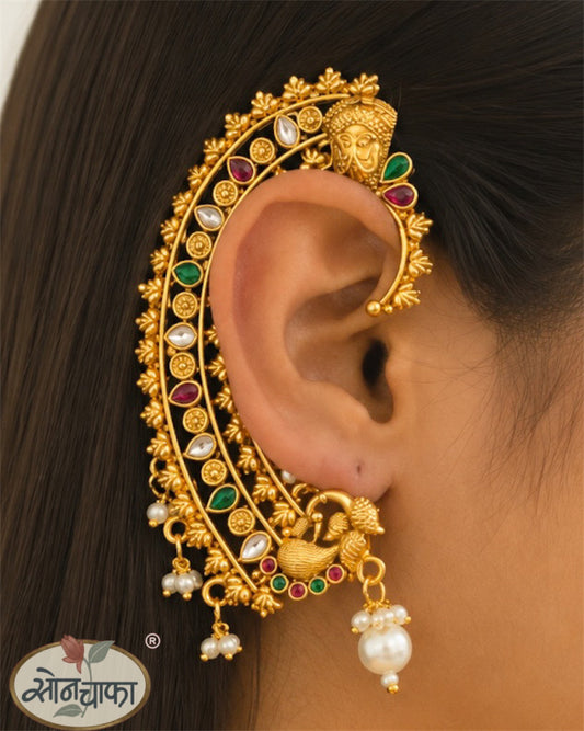 DELICATE PEACOCK DESIGNER ANTIQUE EAR-CUFF