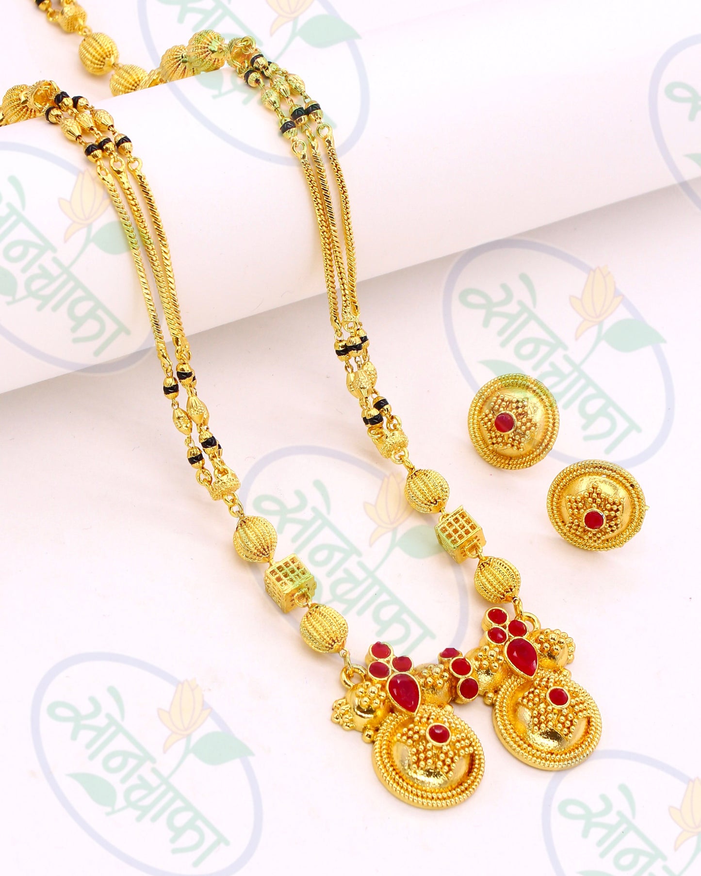 FANCY PINK STONE MANGALSUTRA