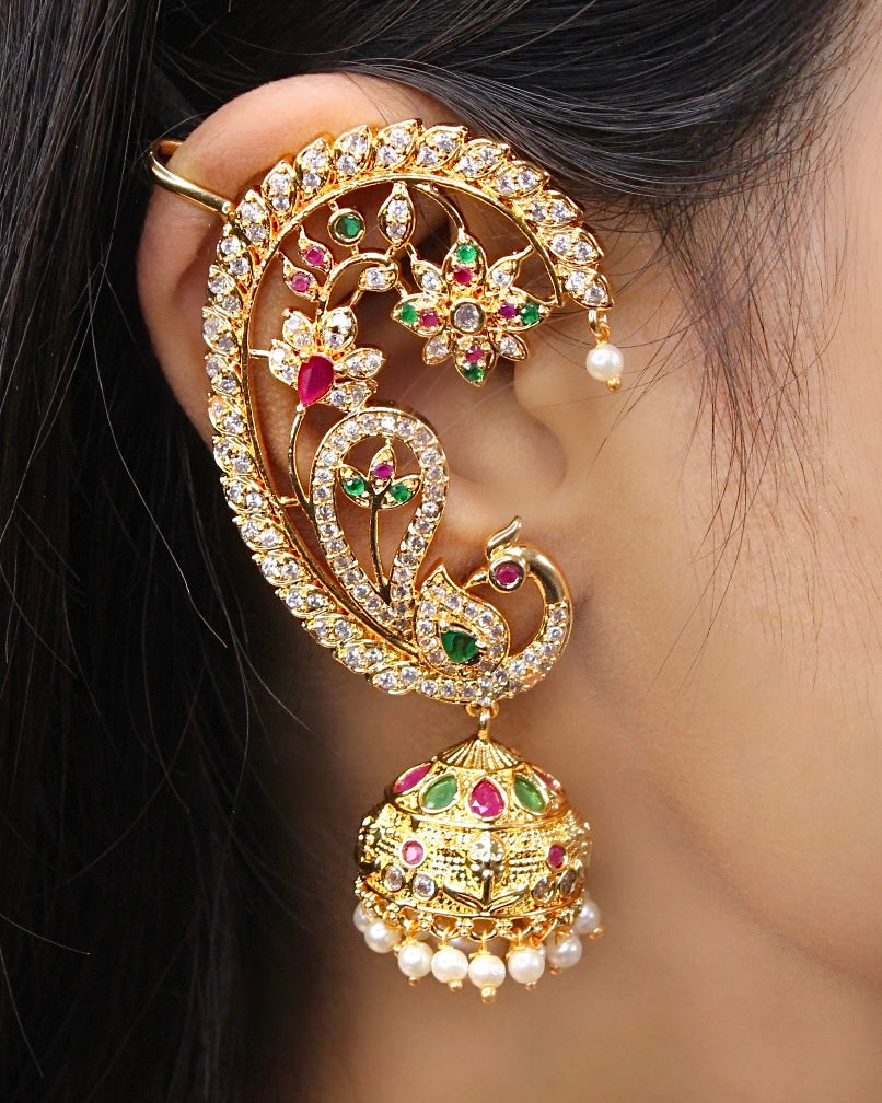 CLASSY PEACOCK EAR-CUFFS