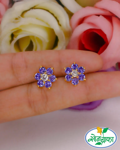 STUNNING FLOWER DIAMOND EAR-STUDS