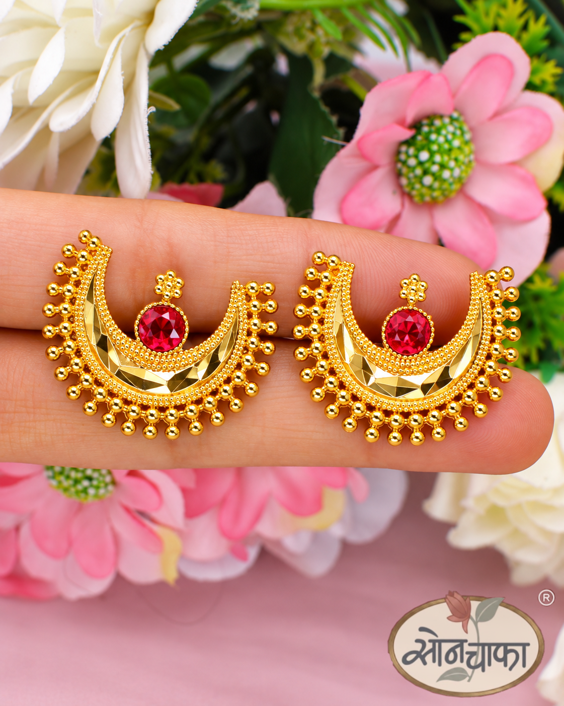CHANDRAKOR  GOLDEN BEADS EARRINGS