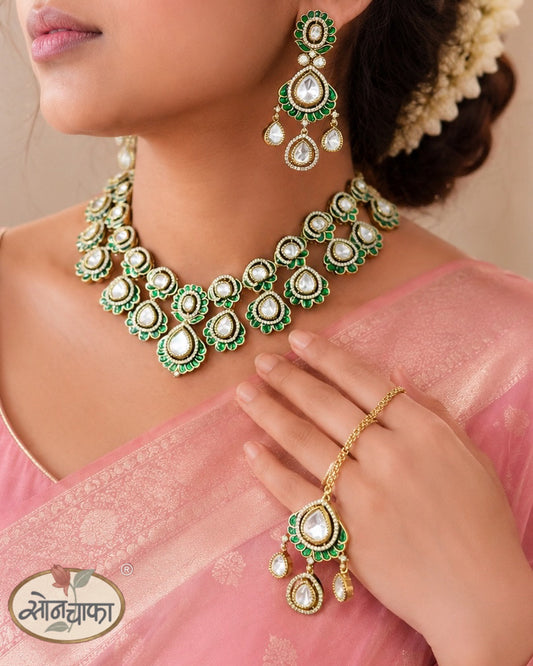 GREEN LOTUS ELEGANCE RAJASI NECKLACE