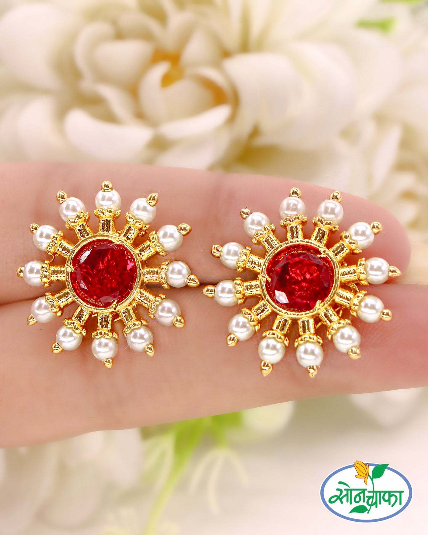 PINK STONE DESIGNER EARRINGS