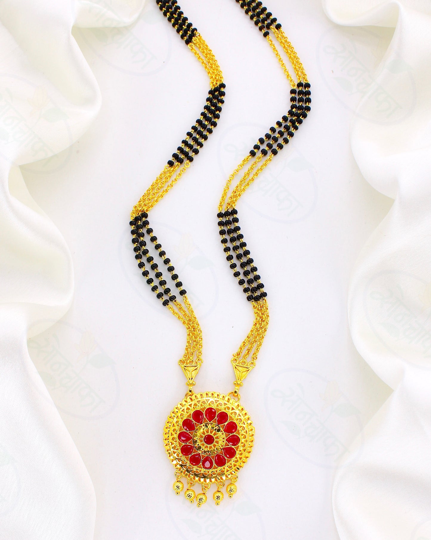 FANCY PINK STONE MANGALSUTRA