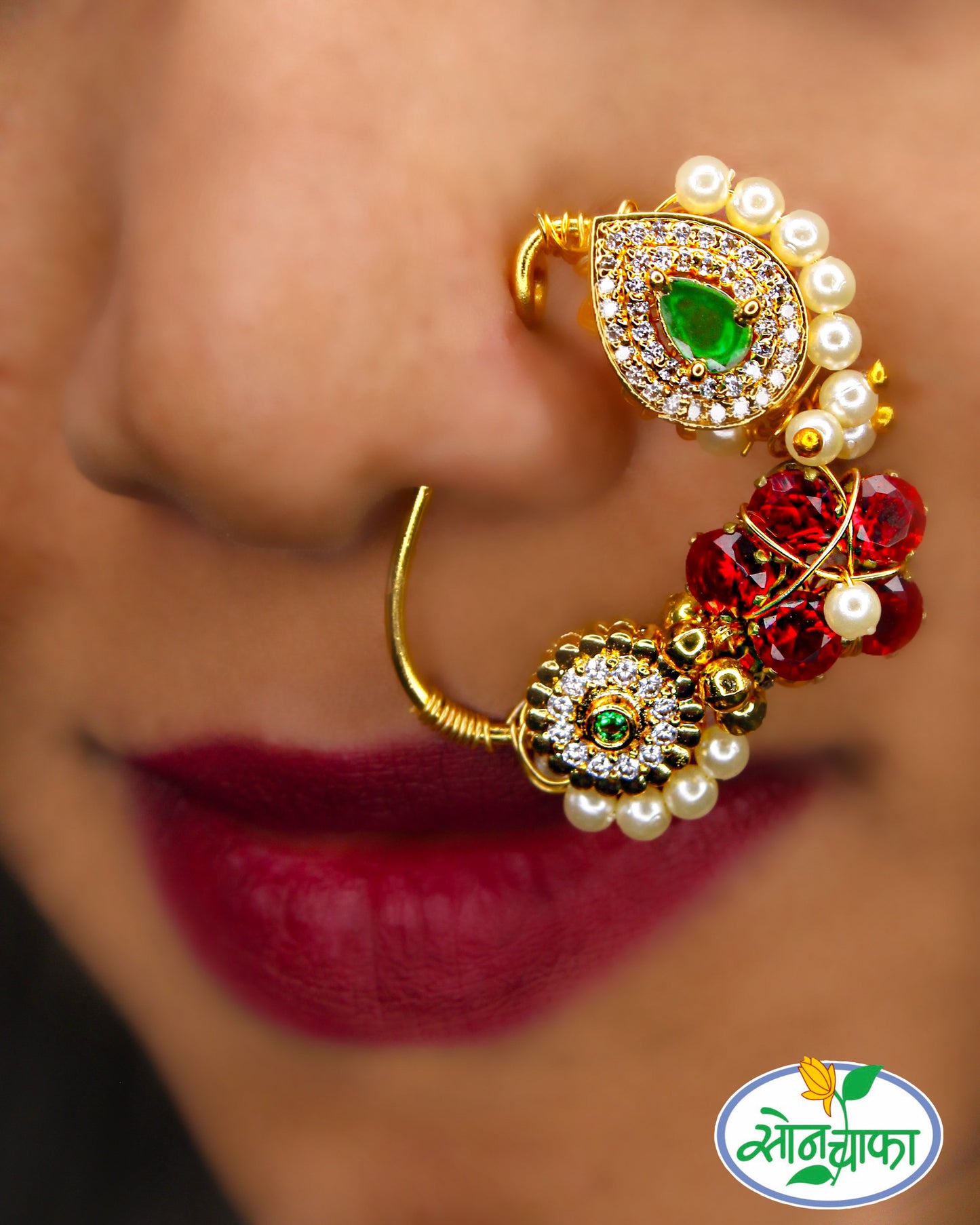 PEARL BEADS WITH LEAF DESIGN NATH