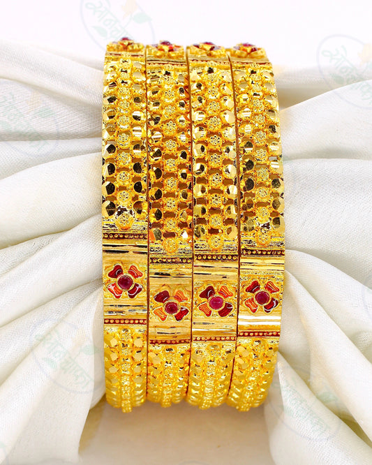 FLOWERET GOLD PLATED BANGLES