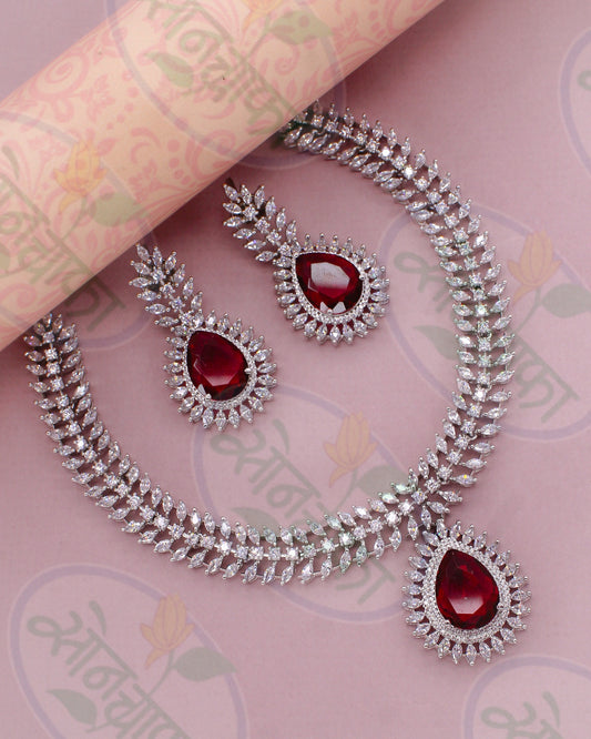 CLASSY PINK STONE NECKLACE SET
