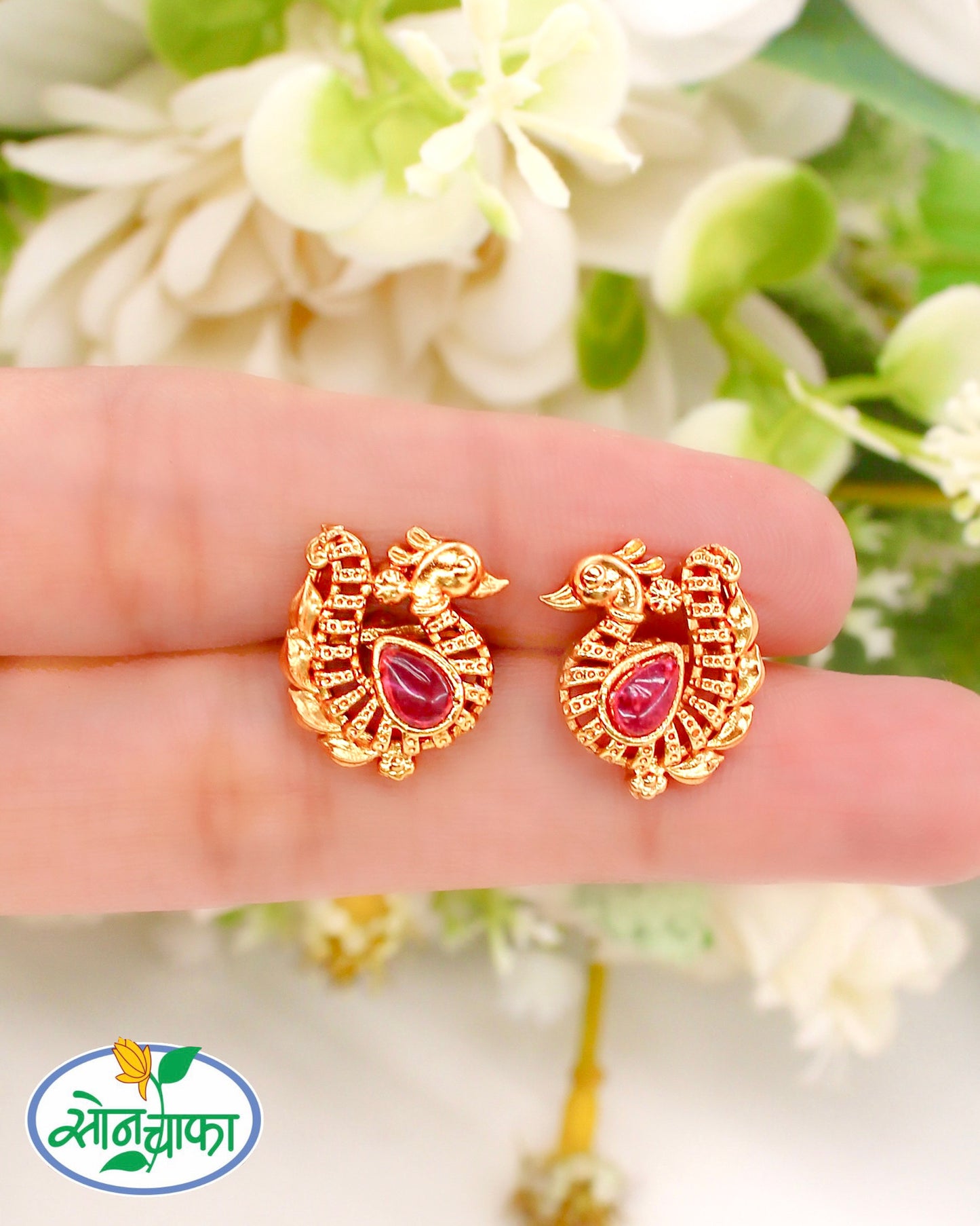 FANCY PEACOCK EAR-STUDS